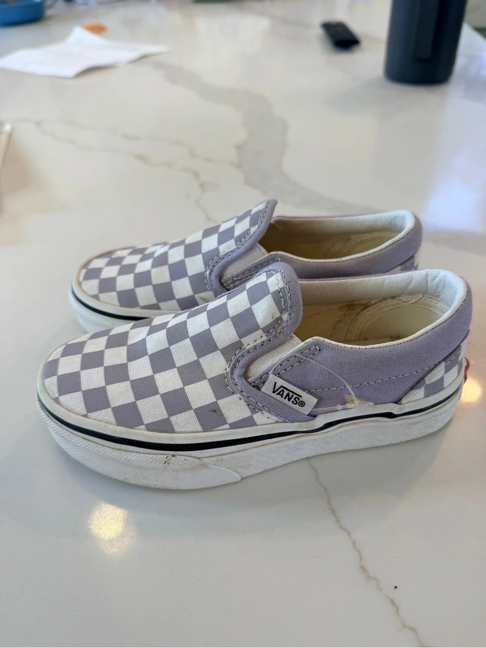 Vans Kids Toddler Slip-On Checkerboard Sneakers Light Purple and White Size 11